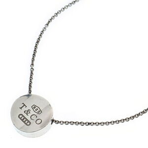 TIFFANY Co Concave Circle Necklace Silver Pendant